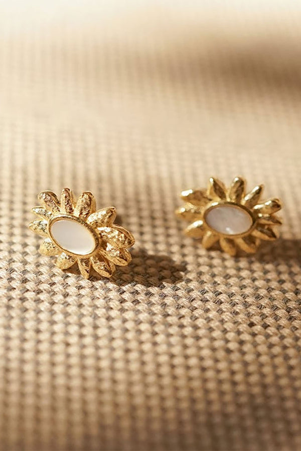 Gold Plated Daisy Mother of Pearl Stud Earrings