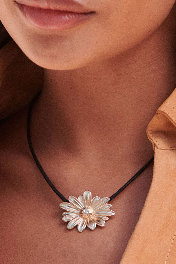 Gold Daisy Large Cord Necklace