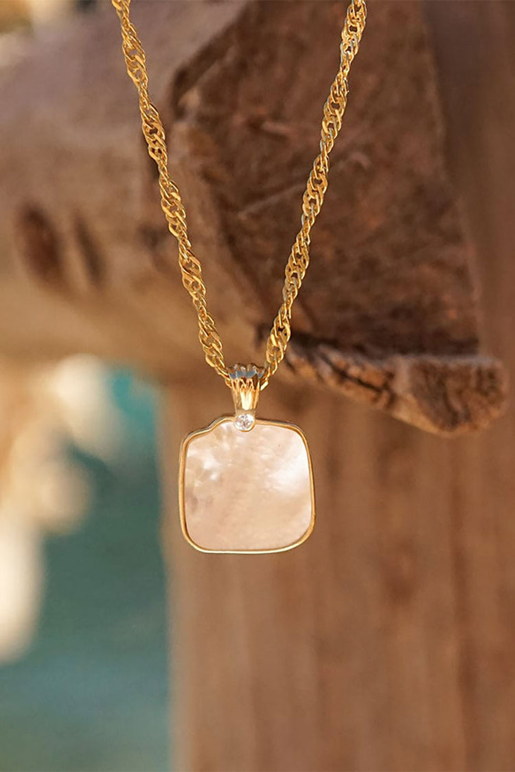 Gold Plated Mother of Pearl Square Necklace