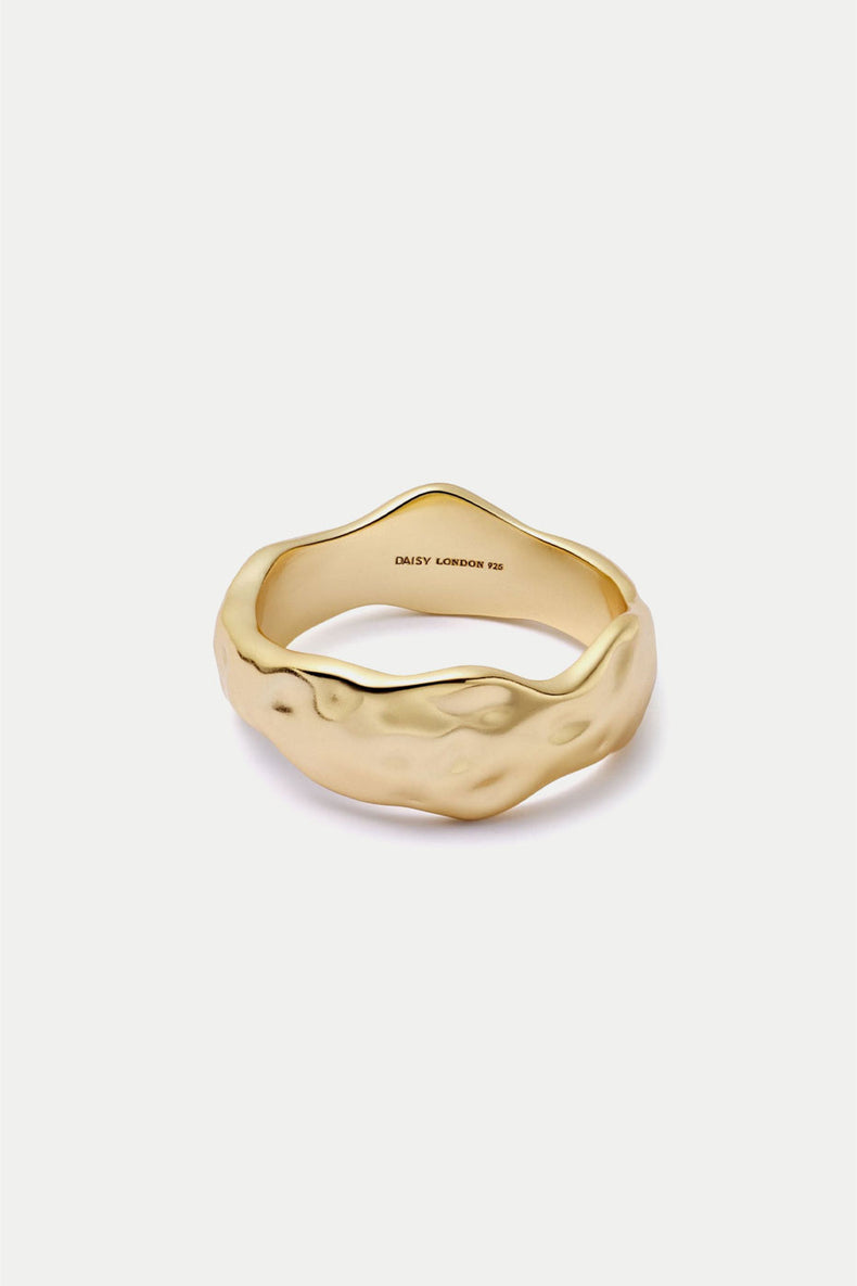 Gold Plated Organic Chunky Band Ring