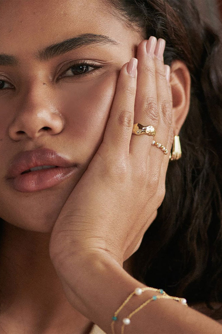 Gold Plated Organic Chunky Band Ring