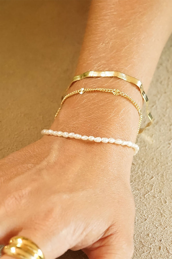 Gold Plated Freshwater Seed Pearl Bracelet