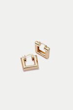 Gold Plated Polly Sayer Mini Chubby Square Hoop Earrings