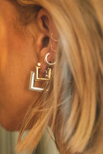 Gold Plated Polly Sayer Mini Chubby Square Hoop Earrings