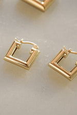 Gold Plated Polly Sayer Mini Chubby Square Hoop Earrings