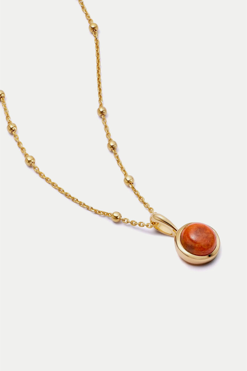 Gold Plated Red Coral Healing Stone Necklace