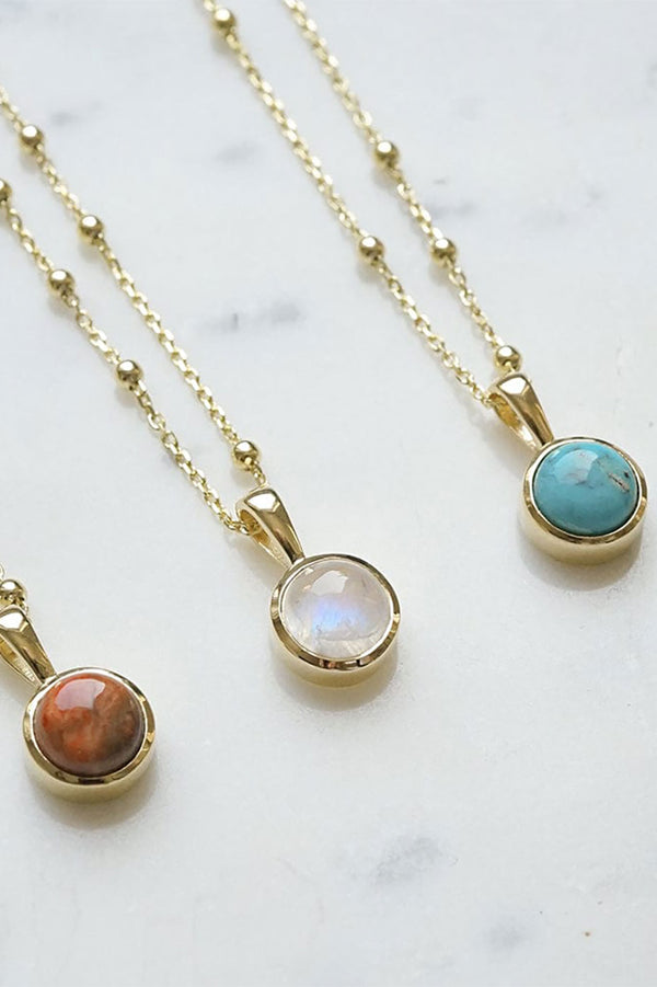 Gold Plated Rainbow Moonstone Healing Stone Necklace