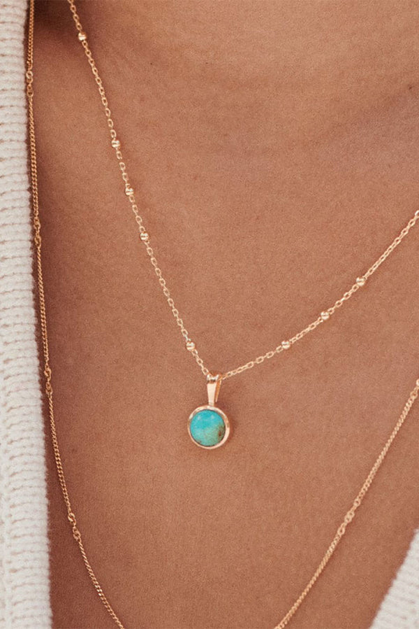 Gold Plated Turquoise Healing Stone Necklace