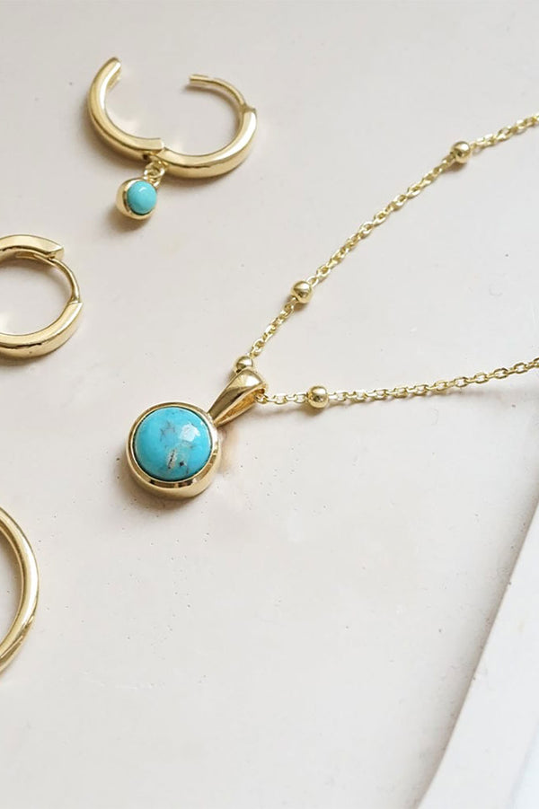 Gold Plated Turquoise Healing Stone Necklace