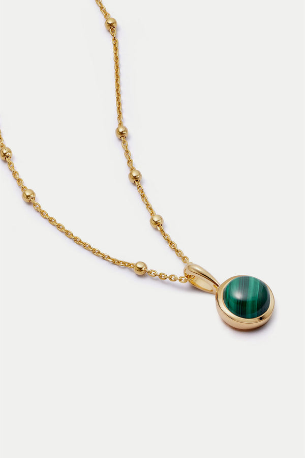 Gold Plated Malachite Healing Stone Necklace