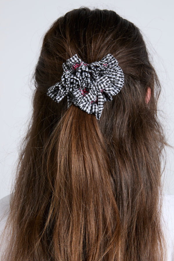 Black & Ecru Garter Scrunchie