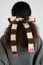 Chocolate & Ecru Knitted Hair Bow