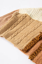 Beige & Brown Patchwork Knit Cardigan