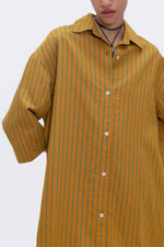 Brown Flying Table Stripe Shirt Dress