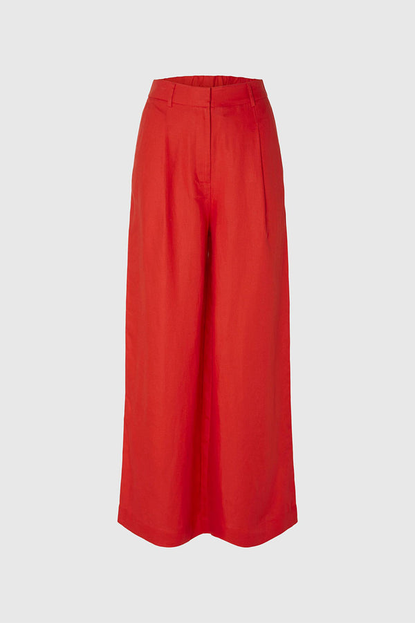 Flame Scarlet Lyra Wide Linen Pants