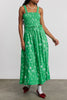 Green Keira Shirred Midi Dress