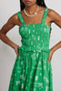 Green Keira Shirred Midi Dress