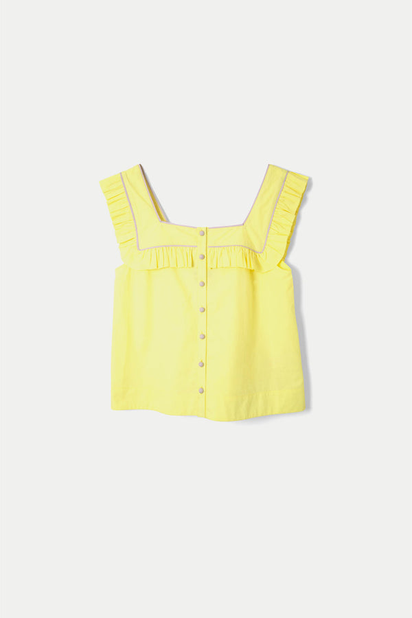 Yellow Lilac Kitty Ruffle PJ Cami