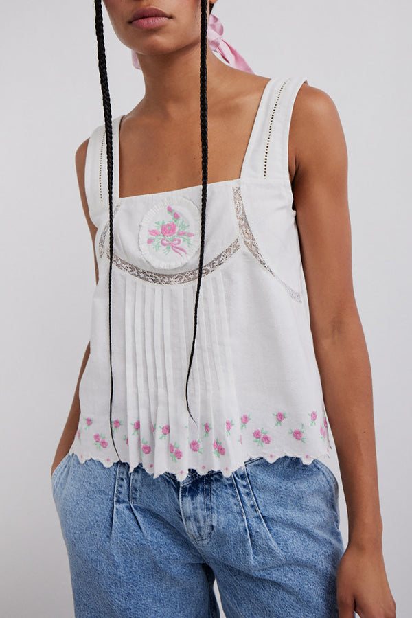 White Nancy Rose Cami