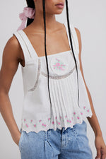 White Nancy Rose Cami