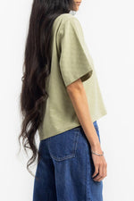 Seafoam Green Cropped Tonal Check Tee