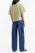 Seafoam Green Cropped Tonal Check Tee