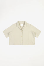 Washed Sand Cropped Bowling Shirt