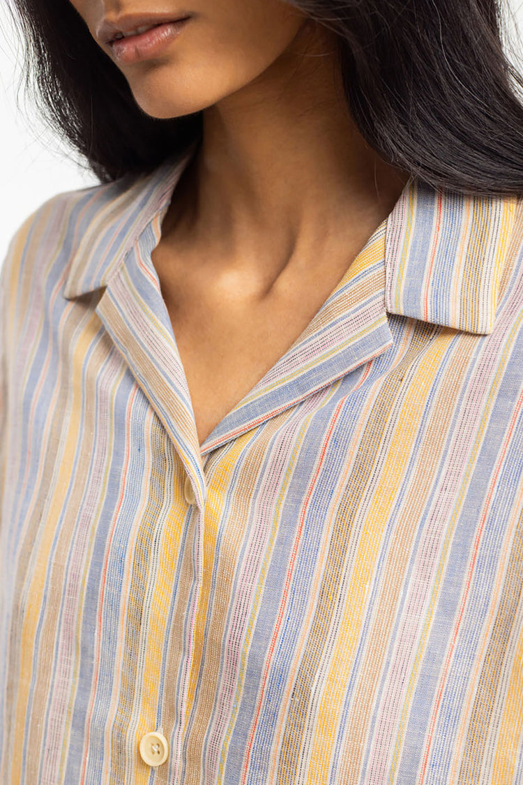 Multi Stripe Cropped Bowling Shirt