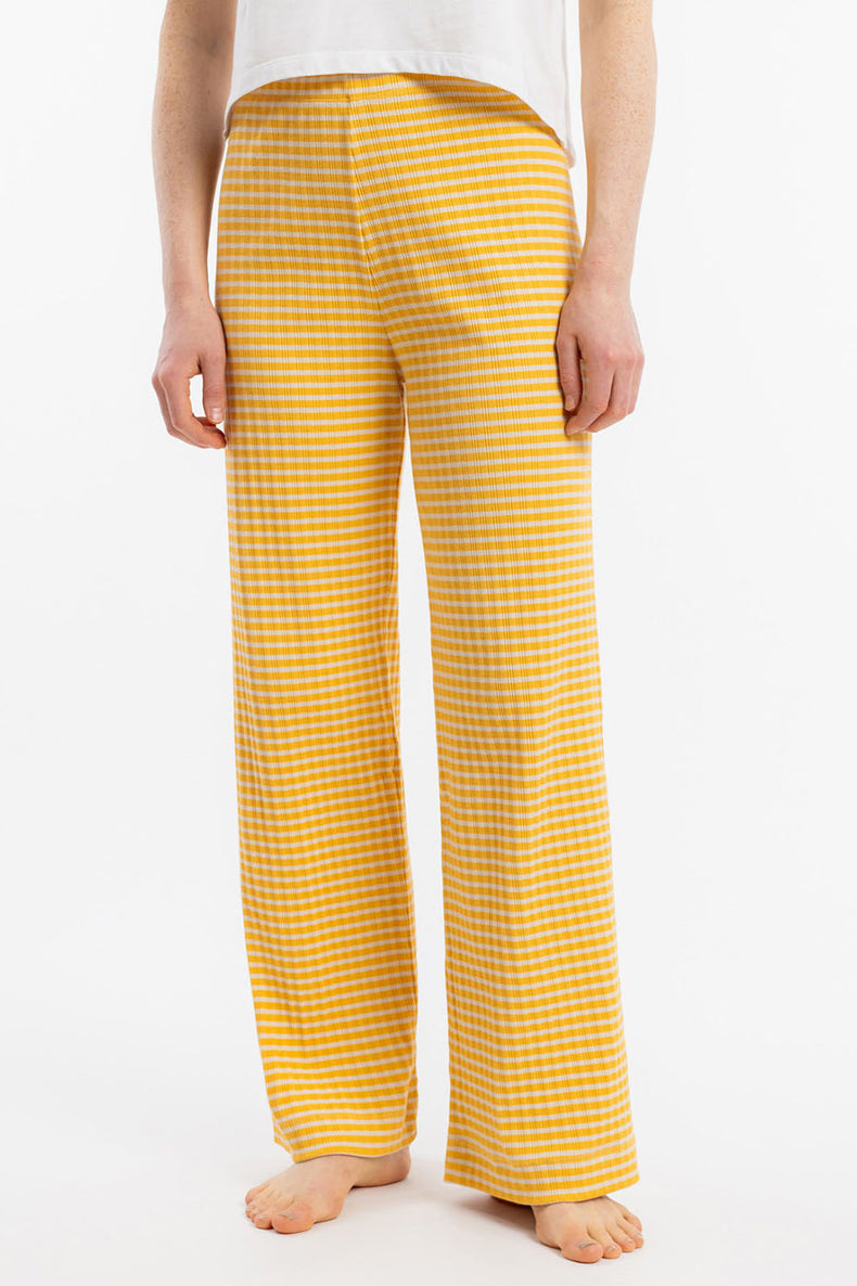 Yellow Sand Stripe Ribbed Lounge Pant