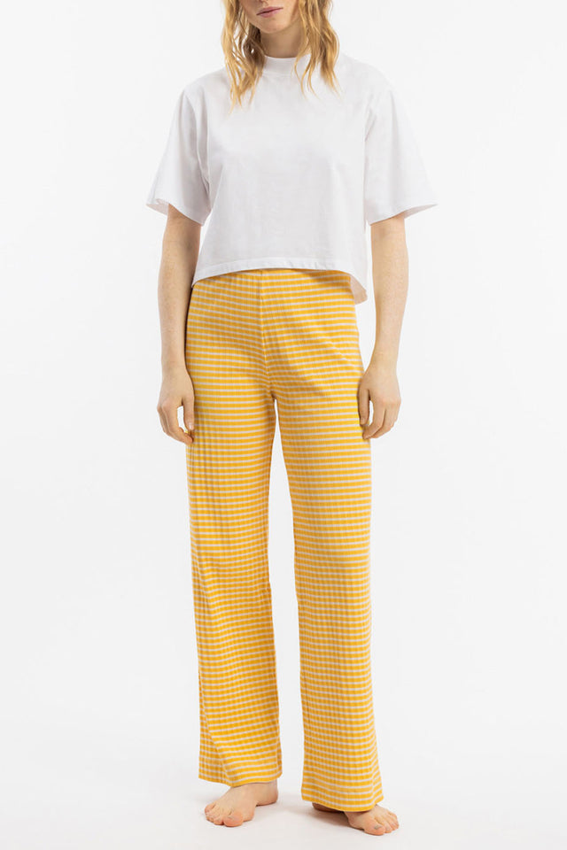 Yellow Sand Stripe Ribbed Lounge Pant