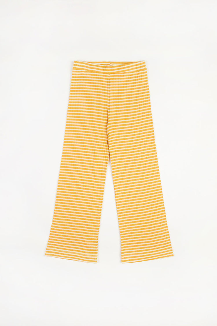 Yellow Sand Stripe Ribbed Lounge Pant