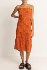 Orange Adia Paisley Bias Cut Midi Dress