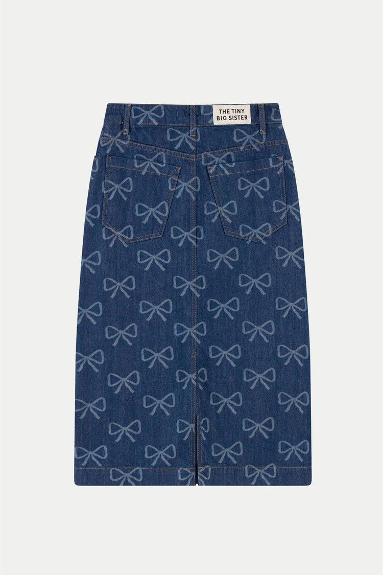 Deep Indigo Agnes Bows Denim Skirt