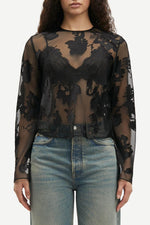 Black Blooming Burnout Samadda Blouse