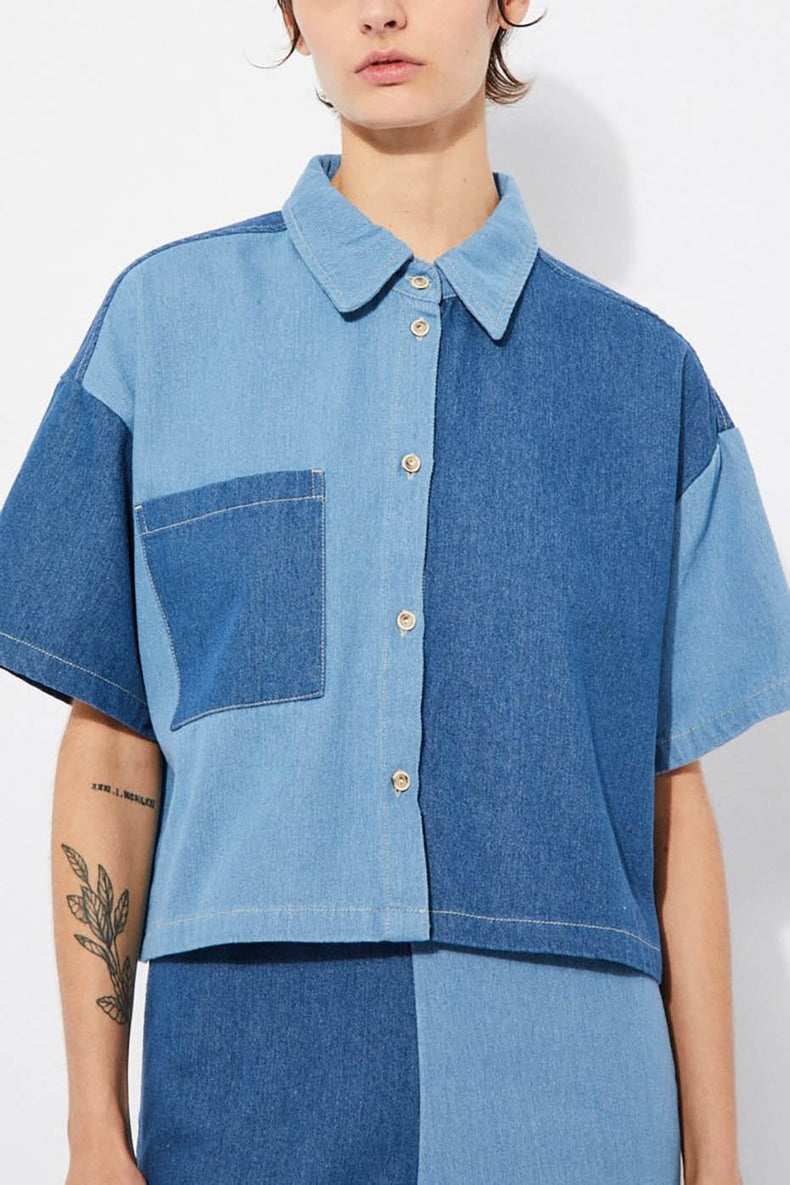 Denim Patch Lagos Cropped Shirt