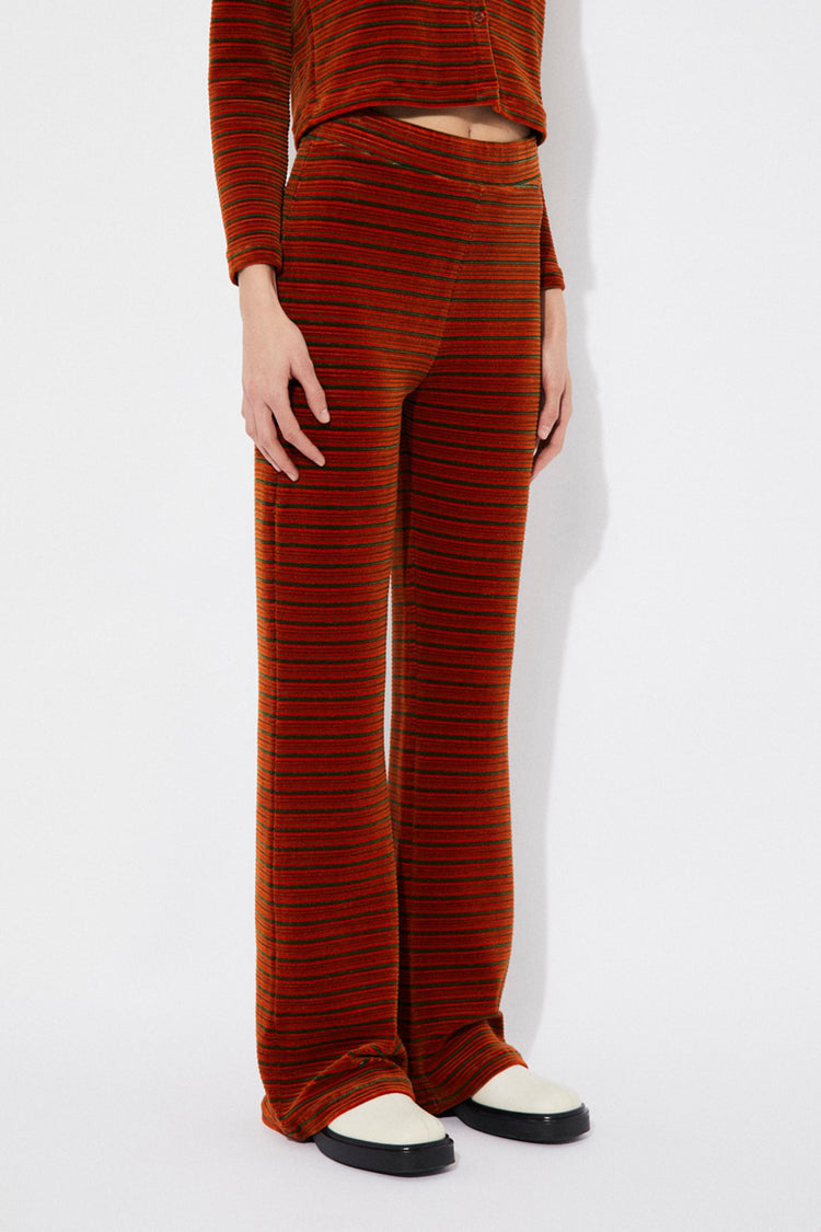 Multi Meda Velvet Striped Pants