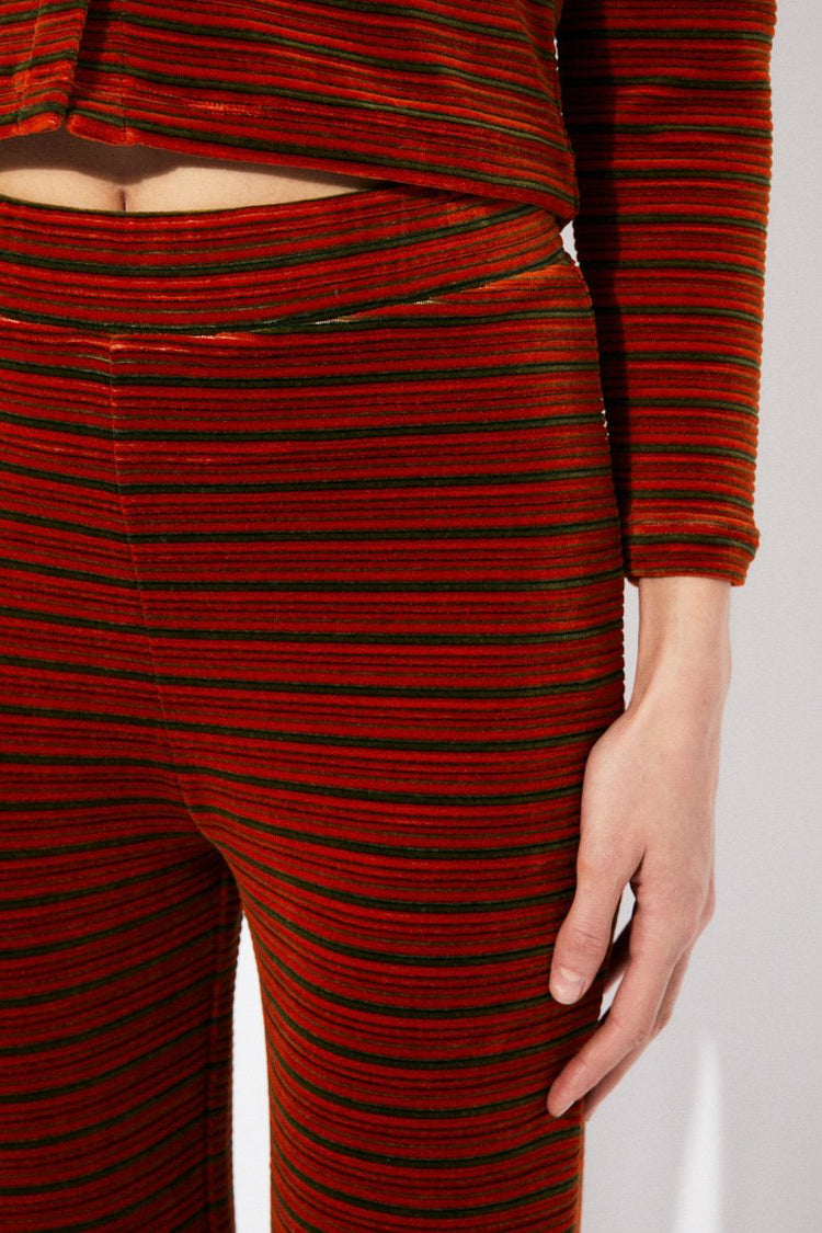 Multi Meda Velvet Striped Pants