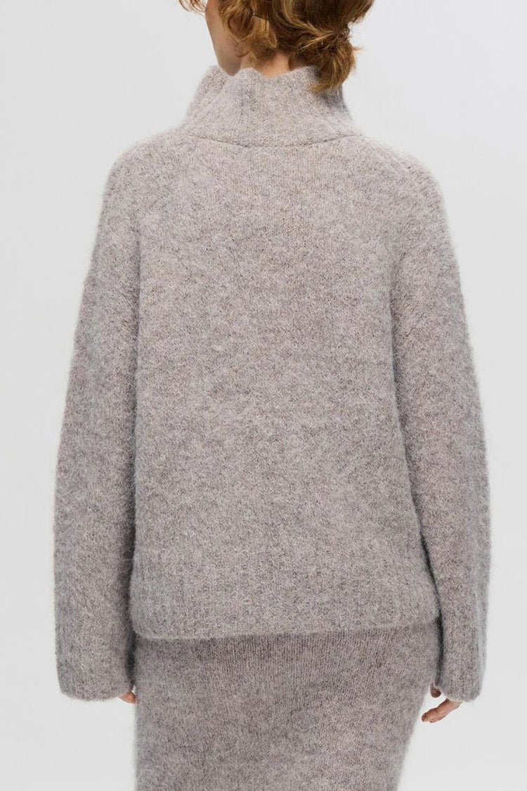 Steel Gray Gabella Knit High Neck Pullover