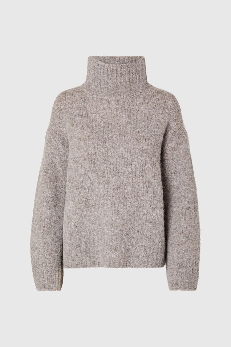 Steel Gray Gabella Knit High Neck Pullover