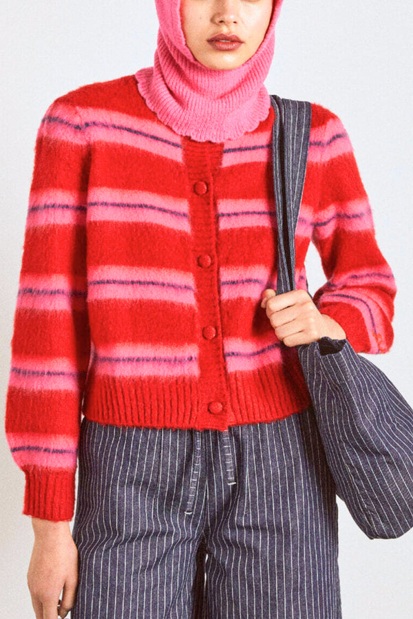 Red Pink Stripe Cece Cardigan