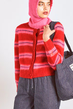 Red Pink Stripe Cece Cardigan