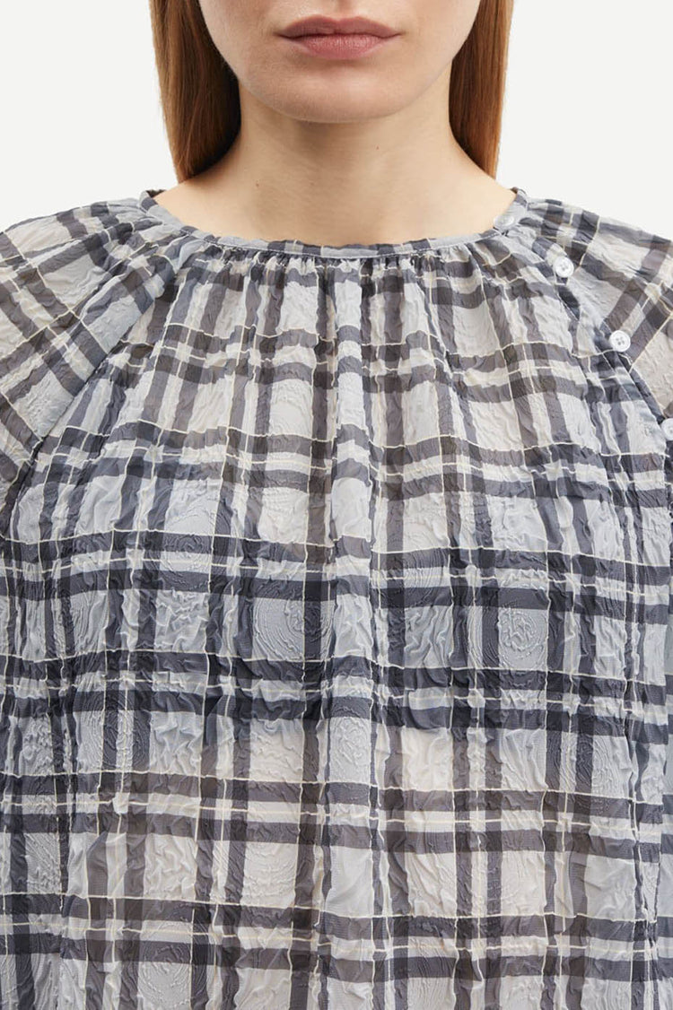 Blue Iron Check Savira Blouse