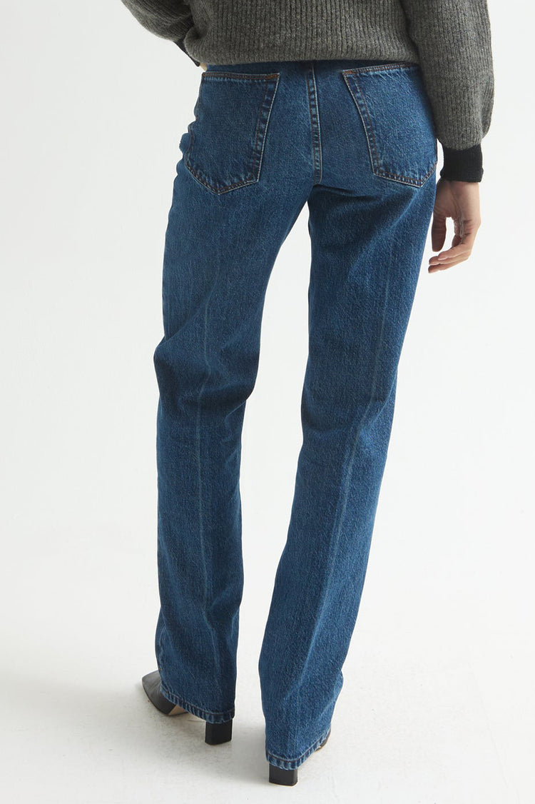 Flat Blue Chalk Line Alley Jeans