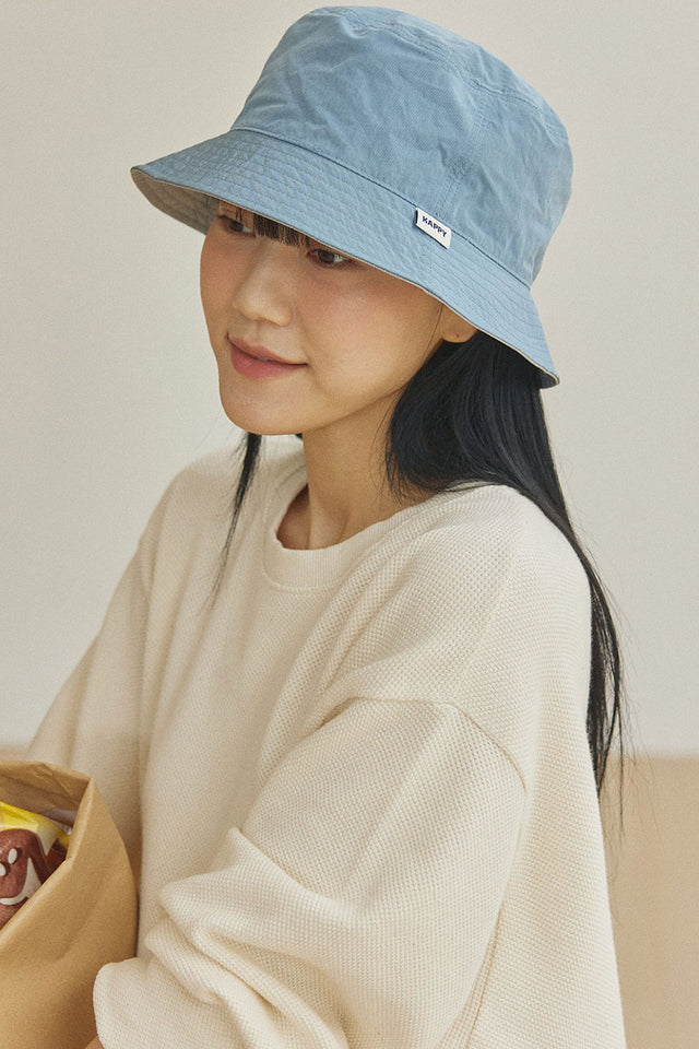 Blue Gray Reversible Bucket Hat