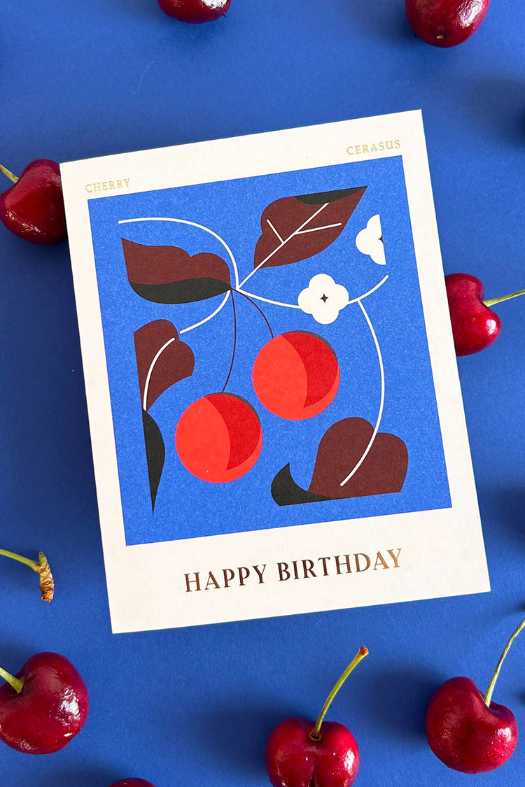 Spitalfields Market: Cherry Happy Birthday Card