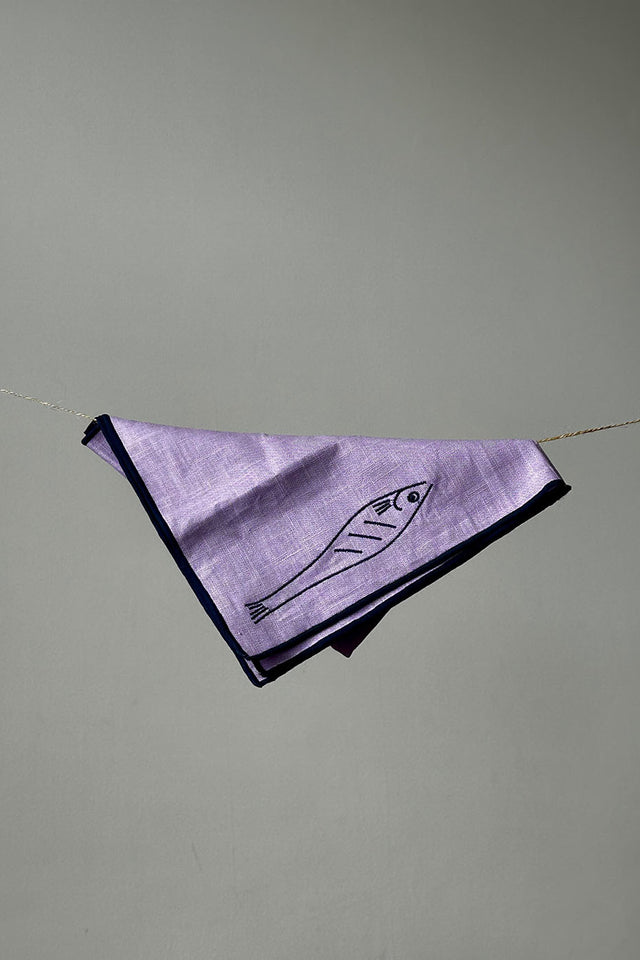 Fish Linen Blend Napkins - Set of 2