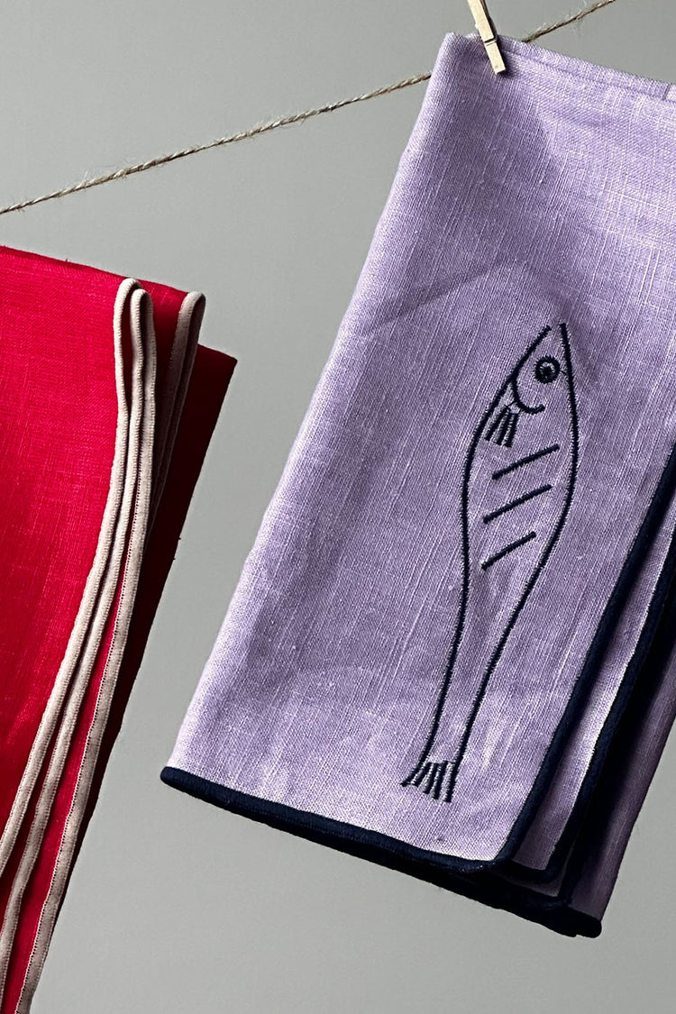 Fish Linen Blend Napkins - Set of 2