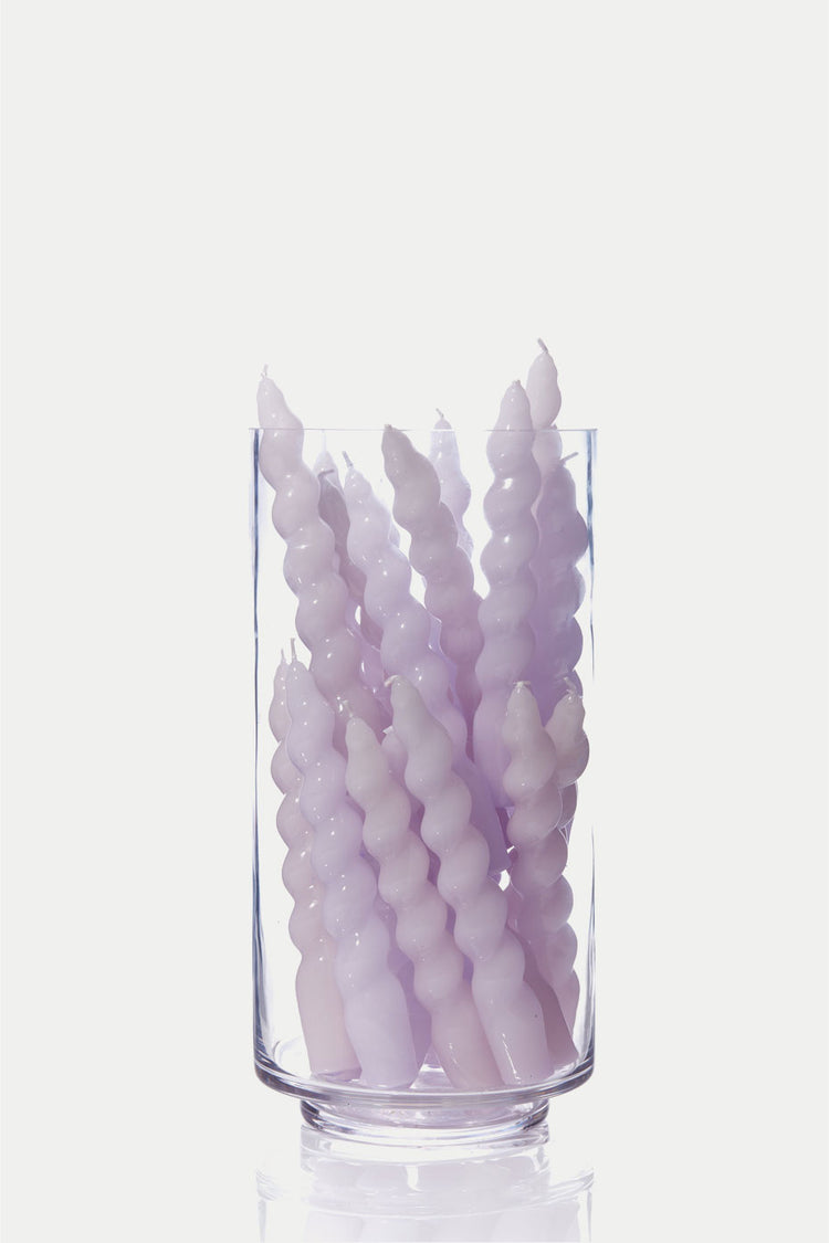 Lilac Spiral Taper Candles - Pack of 3