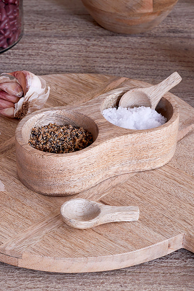 Natural Milaku Mango Wood Salt & Pepper Server