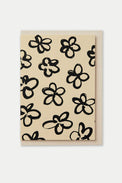 Kinshipped Beige and Black Handrawn Flower Notecard 
